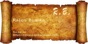 Raics Bianka névjegykártya